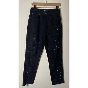 The Rockn Rev Black Ripped Studded Boyfriend Jeans